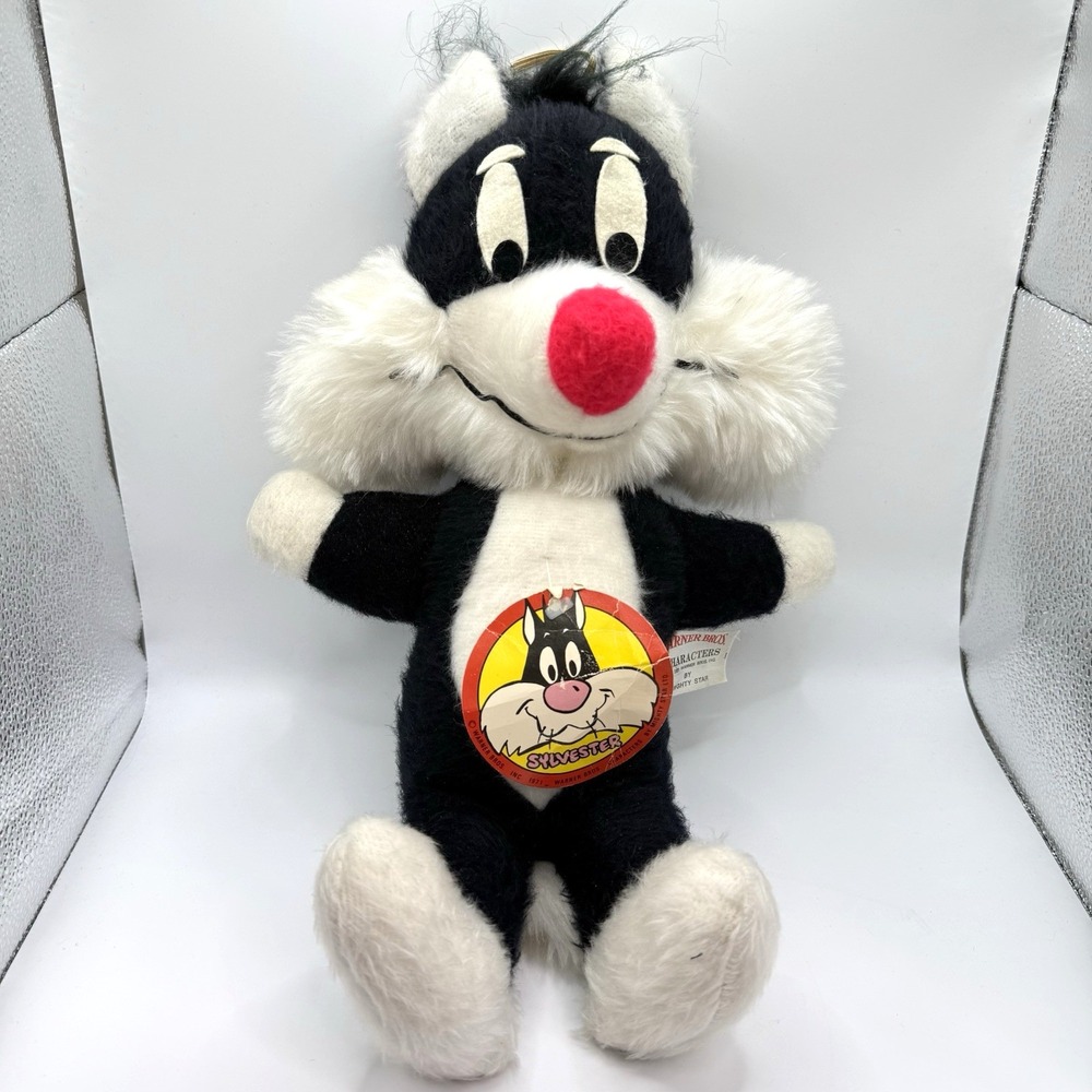 VTG 1971‎ Sylvester Plush Stuffed Animal Mighty Star Looney Tunes Korea 14" NWT